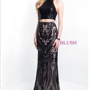 Blush two piece prom dress. Style 11522. Size 4
